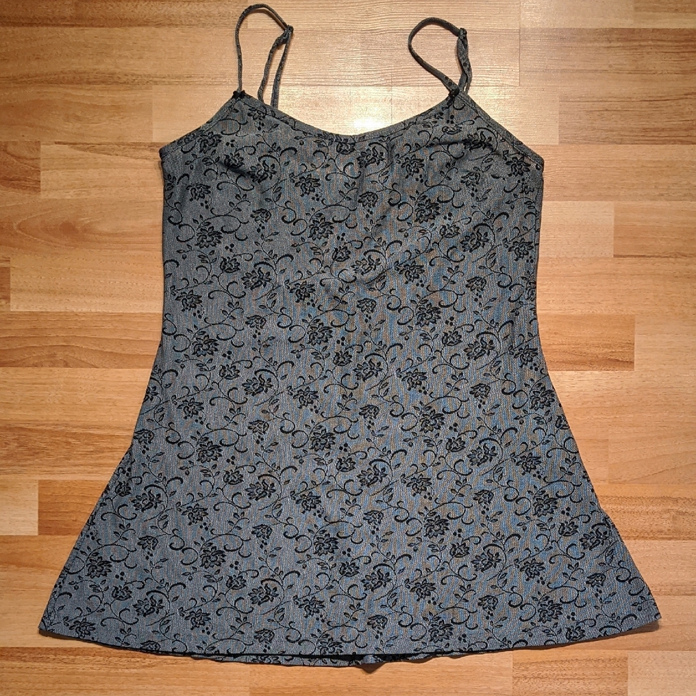Vintage Black and Gray Slip Dress Sleeveless Mini